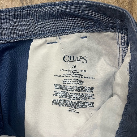 Chaps Boys Shorts Sz 10 Blue With Belt Stretch Twill Flat Front Pockets NWT $36 - Picture 7 of 10